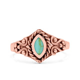 Vintage Style Marquise Lab Opal Ring Solid Oxidized 925 Sterling Silver