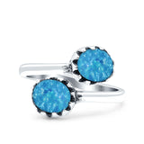 Vintage Style Petite Dainty Adjustable Lab Opal Ring Solid Round Oxidized 925 Sterling Silver