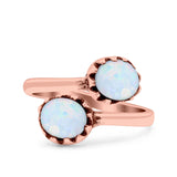 Vintage Style Petite Dainty Adjustable Lab Opal Ring Solid Round Oxidized 925 Sterling Silver