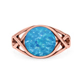 Infinity Shank Lab Opal Ring Solid Round Oxidized 925 Sterling Silver