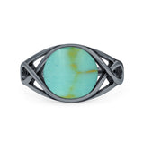 Infinity Shank Lab Opal Ring Solid Round Oxidized 925 Sterling Silver