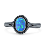 Oval New Design Thumb Ring Statement Fashion Oxidized Lab Created Opal Solid 925 Sterling Silver