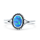 Oval New Design Thumb Ring Statement Fashion Oxidized Lab Created Opal Solid 925 Sterling Silver