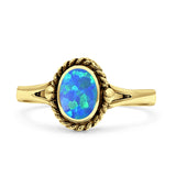 Oval New Design Thumb Ring Statement Fashion Oxidized Lab Created Opal Solid 925 Sterling Silver