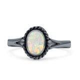 Oval New Design Thumb Ring Statement Fashion Oxidized Lab Created Opal Solid 925 Sterling Silver