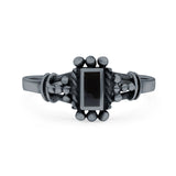 Petite Dainty Emerald Lab Opal Ring Solid Oxidized 925 Sterling Silver