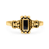 Petite Dainty Emerald Lab Opal Ring Solid Oxidized 925 Sterling Silver