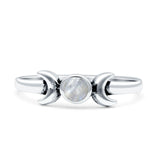 Moon Thumb Ring Statement Fashion Oxidized Lab Created Opal Solid 925 Sterling Silver