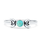 Moon Thumb Ring Statement Fashion Oxidized Lab Created Opal Solid 925 Sterling Silver