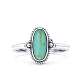 Vintage Style Petite Dainty Lab Opal Ring Solid Oval Oxidized 925 Sterling Silver