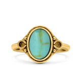 Vintage Style Petite Dainty Lab Opal Ring Solid Oval Oxidized 925 Sterling Silver