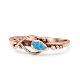 Celtic Infinity Pear Thumb Ring Fashion Oxidized Lab Created Opal Solid 925 Sterling Silver