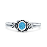 Vintage Style Oval Thumb Ring Statement Fashion Oxidized Lab Created Opal Solid 925 Sterling Silver