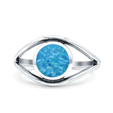 Round Thumb Ring Statement Fashion Oxidized Lab Created Opal Solid 925 Sterling Silver