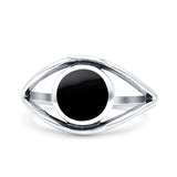 Round Thumb Ring Statement Fashion Oxidized Lab Created Opal Solid 925 Sterling Silver
