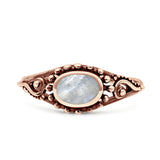 Petite Dainty Vintage Style Oval Thumb Ring Statement Fashion Oxidized Solid 925 Sterling Silver