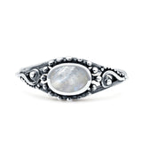 Petite Dainty Vintage Style Oval Thumb Ring Statement Fashion Oxidized Solid 925 Sterling Silver
