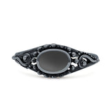 Petite Dainty Vintage Style Oval Thumb Ring Statement Fashion Oxidized Solid 925 Sterling Silver