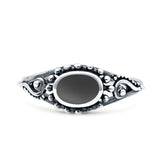 Petite Dainty Vintage Style Oval Thumb Ring Statement Fashion Oxidized Solid 925 Sterling Silver