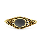 Petite Dainty Vintage Style Oval Thumb Ring Statement Fashion Oxidized Solid 925 Sterling Silver