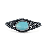 Petite Dainty Vintage Style Oval Thumb Ring Statement Fashion Oxidized Solid 925 Sterling Silver