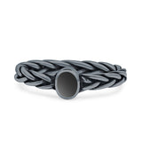 Dainty Braided Celtic Weave Rope Oval Thumb Ring Oxidized Solid 925 Sterling Silver
