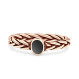 Dainty Braided Celtic Weave Rope Oval Thumb Ring Oxidized Solid 925 Sterling Silver