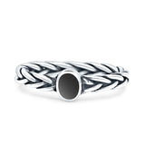 Dainty Braided Celtic Weave Rope Oval Thumb Ring Oxidized Solid 925 Sterling Silver