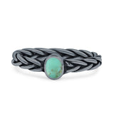 Dainty Braided Celtic Weave Rope Oval Thumb Ring Oxidized Solid 925 Sterling Silver