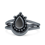 Dainty Pear Thumb Ring Statement Fashion Oxidized Solid 925 Sterling Silver