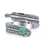 Adjustable Feather Thumb Ring Boho Fashion Oxidized Solid 925 Sterling Silver