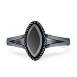 Marquise Twisted Rope Oxidized Split Shank Turquoise Black Onyx Thumb Ring 925 Sterling Silver