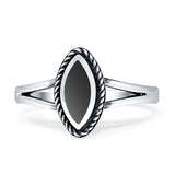 Marquise Twisted Rope Oxidized Split Shank Turquoise Black Onyx Thumb Ring 925 Sterling Silver