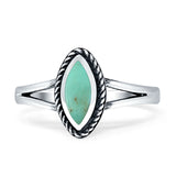 Marquise Twisted Rope Oxidized Split Shank Turquoise Black Onyx Thumb Ring 925 Sterling Silver