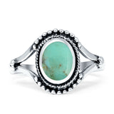 Oval Rope Beaded Oxidized Split Shank Turquoise Black Onyx Thumb Ring 925 Sterling Silver