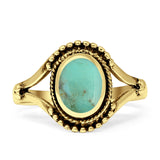 Oval Rope Beaded Oxidized Split Shank Turquoise Black Onyx Thumb Ring 925 Sterling Silver