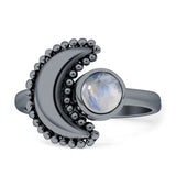 Crescent Moon Ring Oxidized 925 Sterling Silver