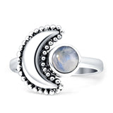 Crescent Moon Ring Oxidized 925 Sterling Silver
