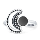 Crescent Moon Ring Oxidized 925 Sterling Silver