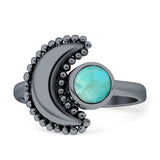 Crescent Moon Ring Oxidized 925 Sterling Silver