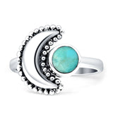 Crescent Moon Ring Oxidized 925 Sterling Silver