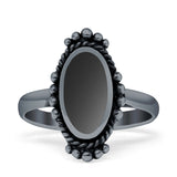 Oval Shaped Beaded Twisted Rope Oxidized Turquoise Black Onyx Thumb Ring 925 Sterling Silver