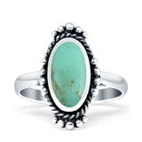 Oval Shaped Beaded Twisted Rope Oxidized Turquoise Black Onyx Thumb Ring 925 Sterling Silver