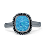 Cushion Cut Oxidized Twisted Rope Lab Created Thumb Ring 925 Sterling Silver