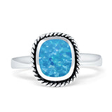 Cushion Cut Oxidized Twisted Rope Lab Created Thumb Ring 925 Sterling Silver