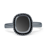 Cushion Cut Oxidized Twisted Rope Turquoise Black Onyx Thumb Ring 925 Sterling Silver