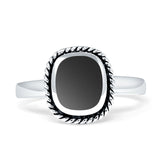 Cushion Cut Oxidized Twisted Rope Turquoise Black Onyx Thumb Ring 925 Sterling Silver