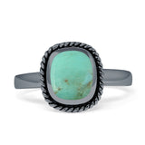 Cushion Cut Oxidized Twisted Rope Turquoise Black Onyx Thumb Ring 925 Sterling Silver