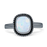 Cushion Cut Oxidized Twisted Rope Lab Created Thumb Ring 925 Sterling Silver