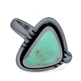 Triangular Ring Turquoise & Black Onyx Oxidized 925 Sterling Silver